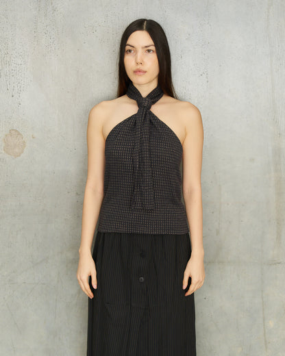 Ann Demeulemeester FW1995 Navy Wool Halter Top