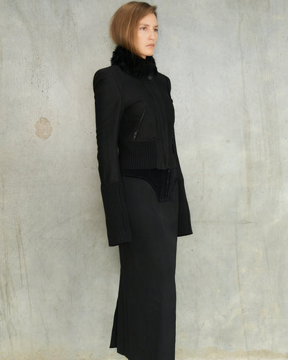 Ann Demeulemeester Black Fur Collar Jacket