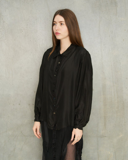 Black Balloon Sleeve Blouse