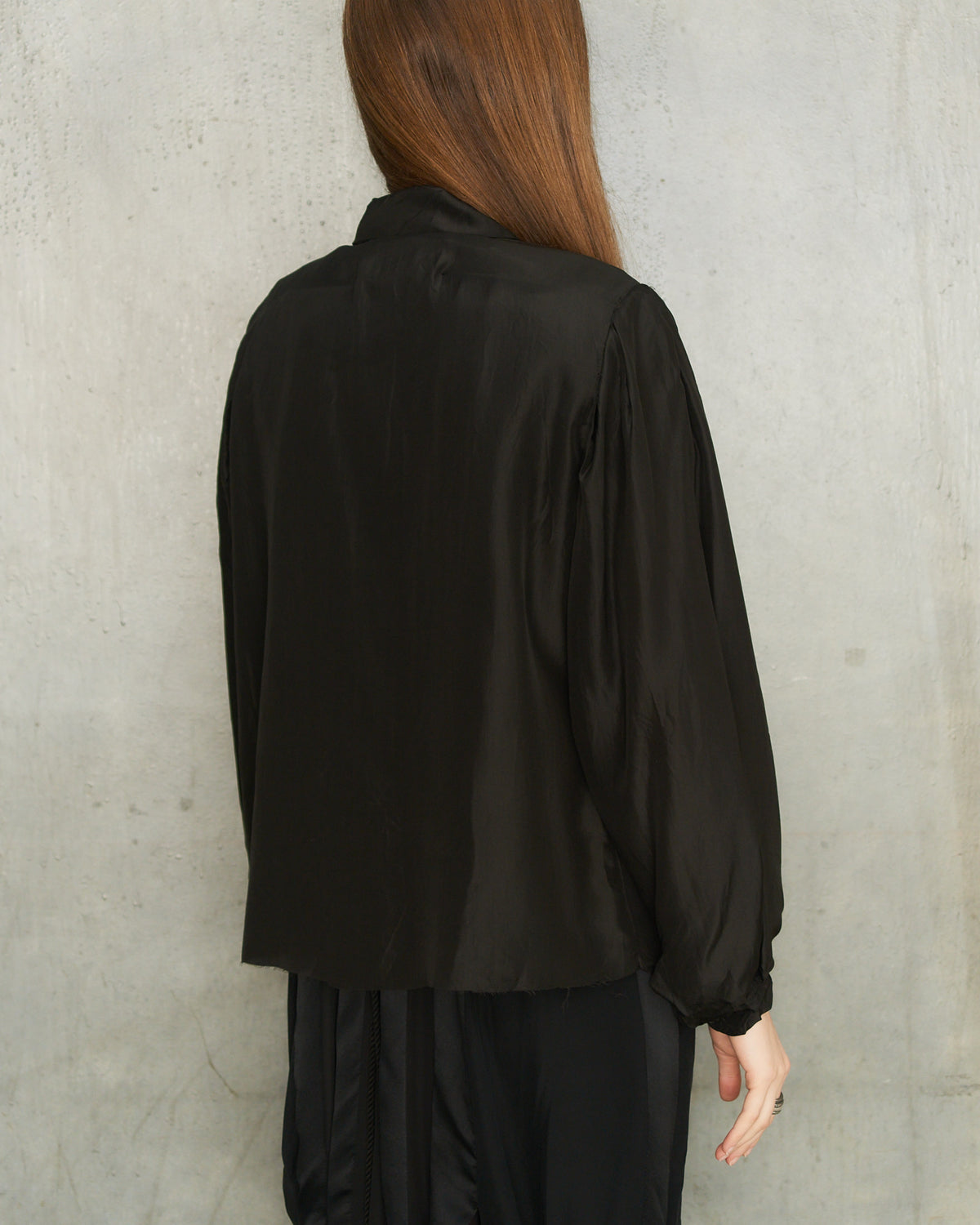 Black Balloon Sleeve Blouse