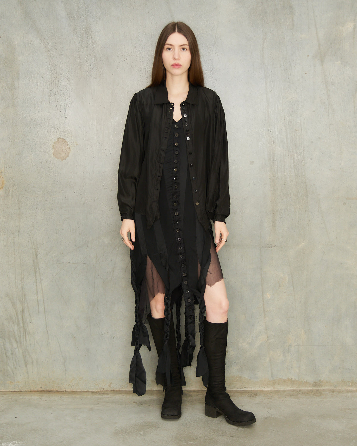 Black Balloon Sleeve Blouse