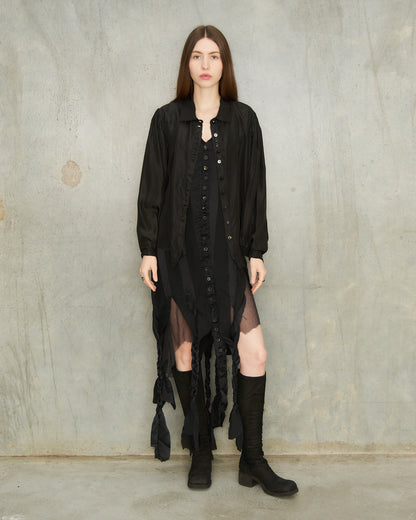 Black Balloon Sleeve Blouse