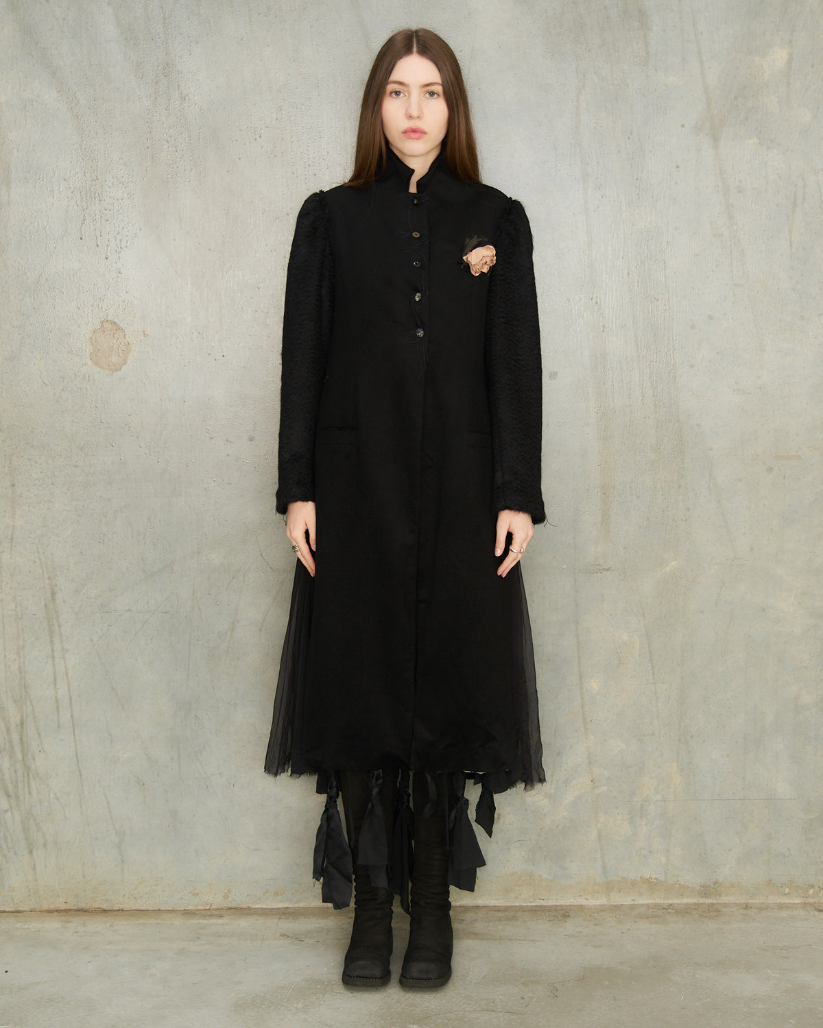 Black Coat With Detachable Chemise