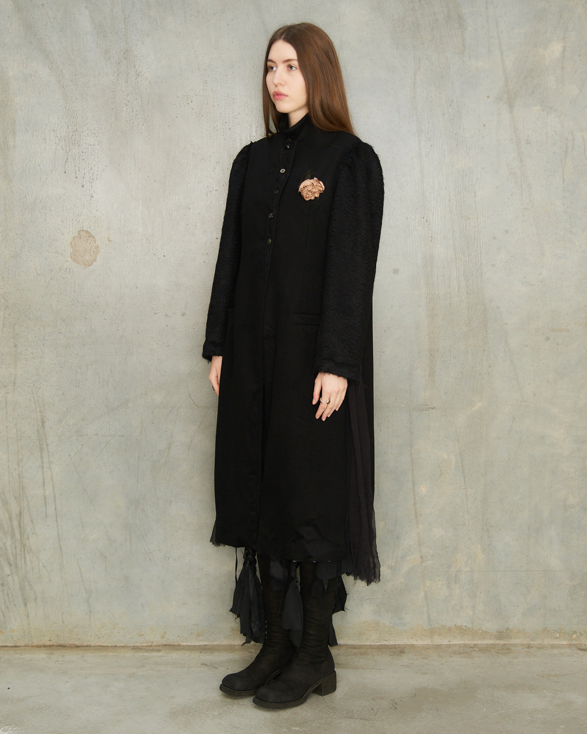 Black Coat With Detachable Chemise
