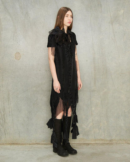 Black Silk Striped Dress