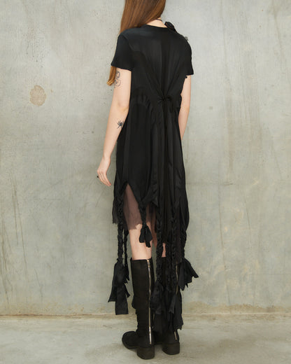 Black Silk Striped Dress