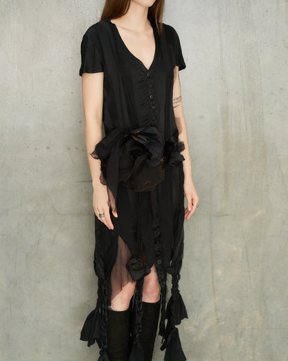 Black Silk Striped Dress
