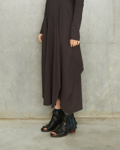 Atelier Inscrire Black Leather Frayed Ribbon Heels