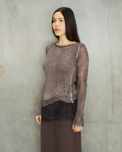 Avant Toi Dyed Cashmere Silk Trim Knit Top