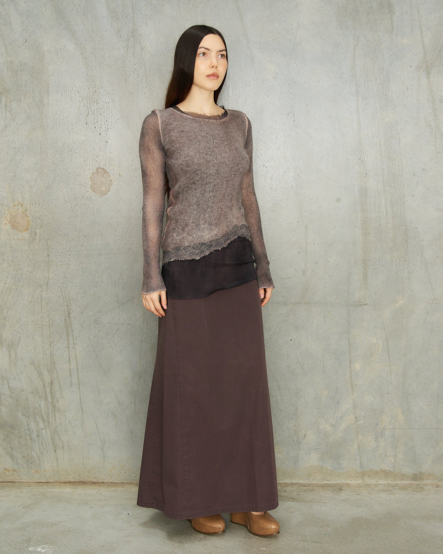 Avant Toi Dyed Cashmere Silk Trim Knit Top