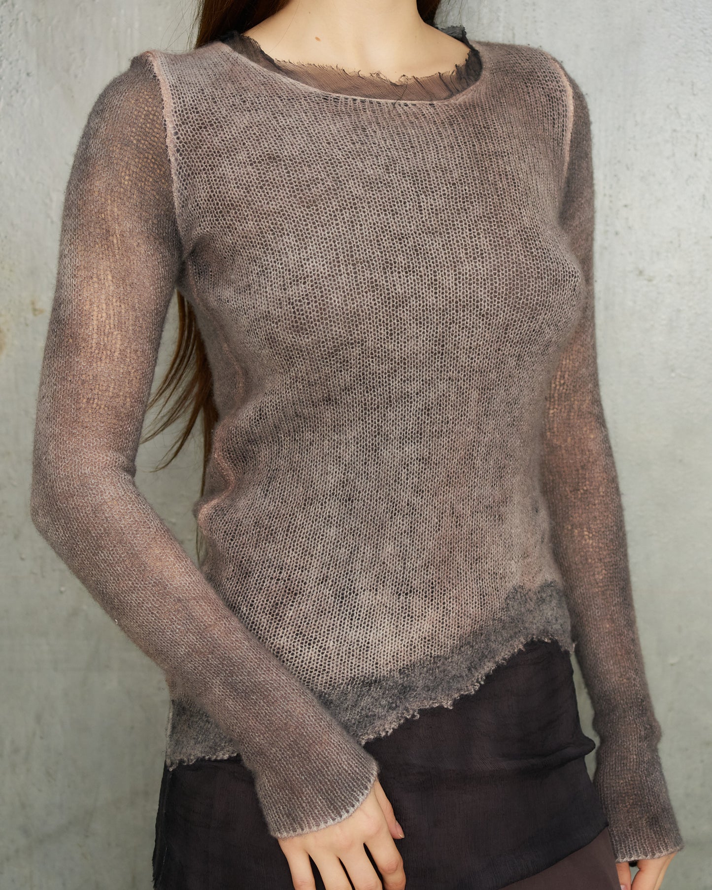 Avant Toi Dyed Cashmere Silk Trim Knit Top