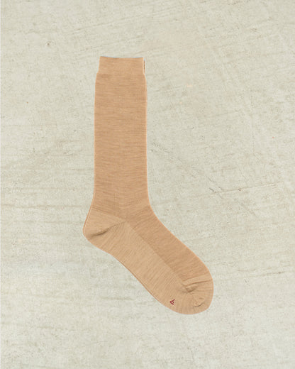 Beige Fine Ribbed Socks