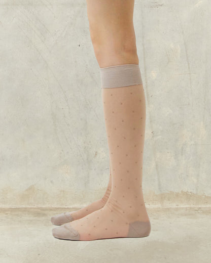 Beige Pin Dot Stockings