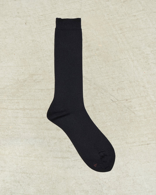 Black Fine Ribbed Socks