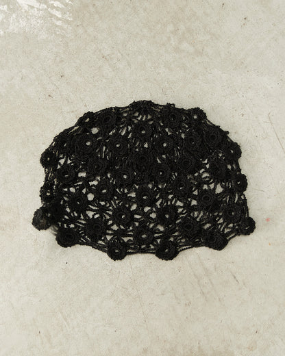 Black Lurex Crochet Cap