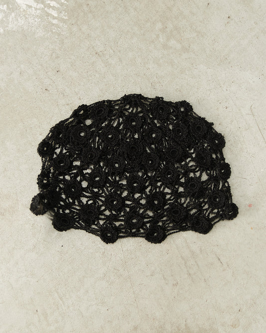 Black Lurex Crochet Cap