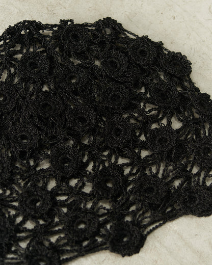 Black Lurex Crochet Cap