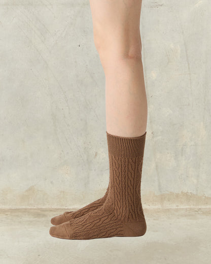 Brown Cable Socks