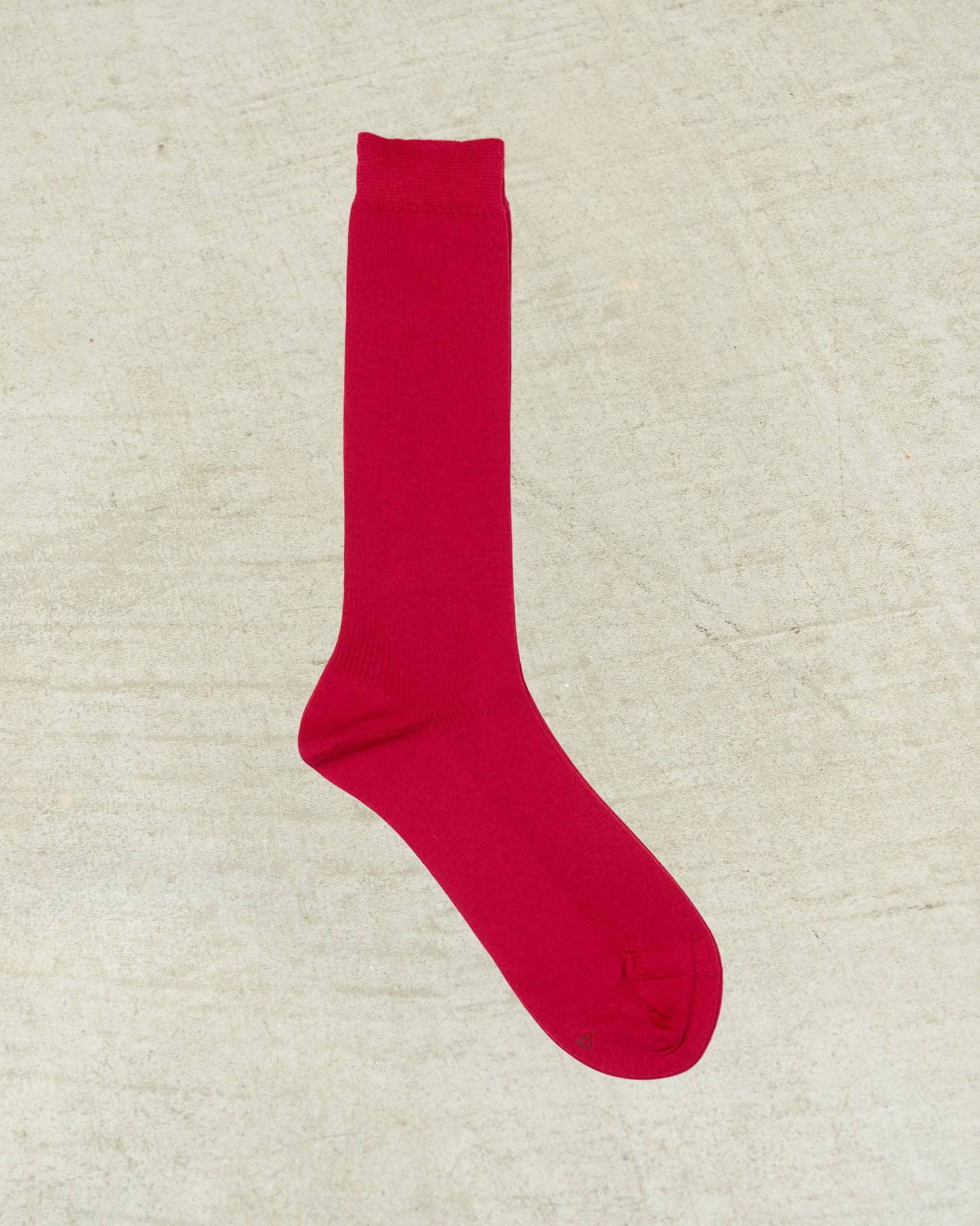 Red Fine Ribbed Socks