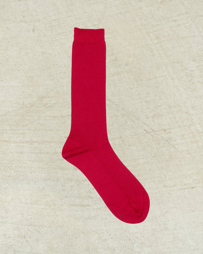 Red Fine Ribbed Socks