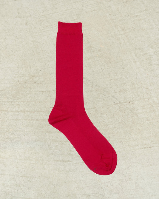 Red Fine Ribbed Socks