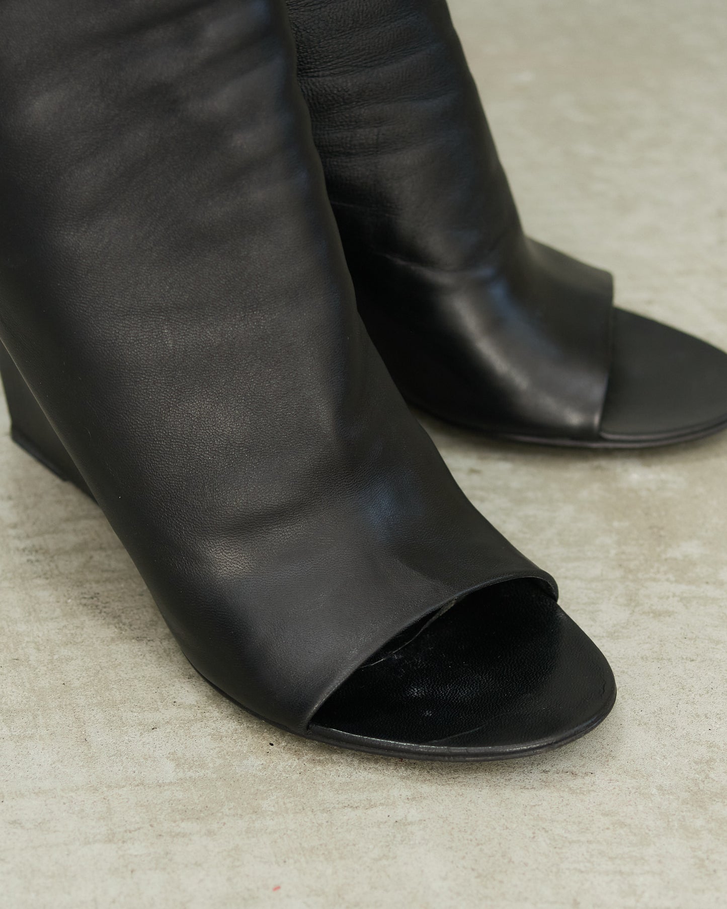 Balenciaga Black Leather Wedges