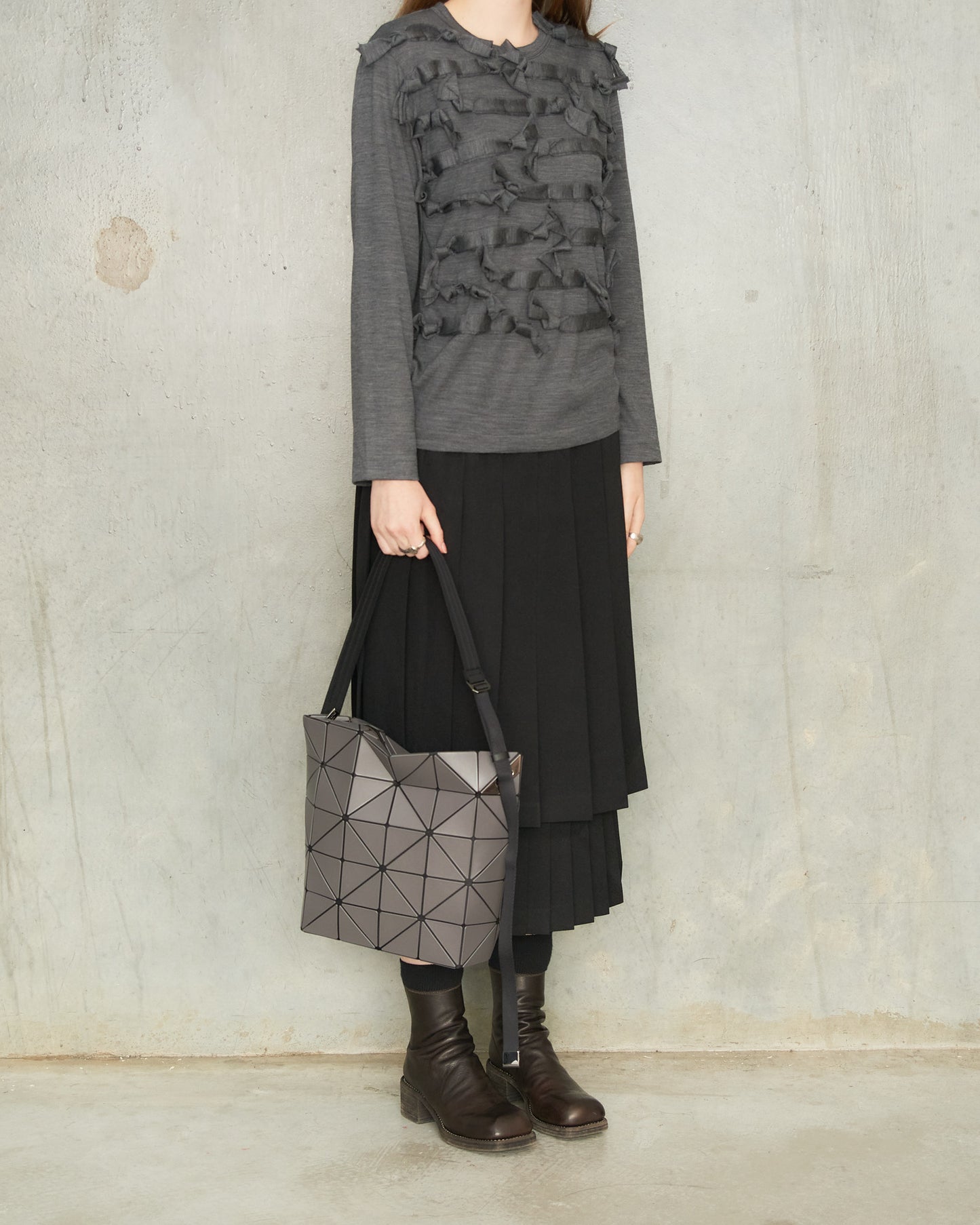 Charcoal Grey Blocky Shoulder Bag