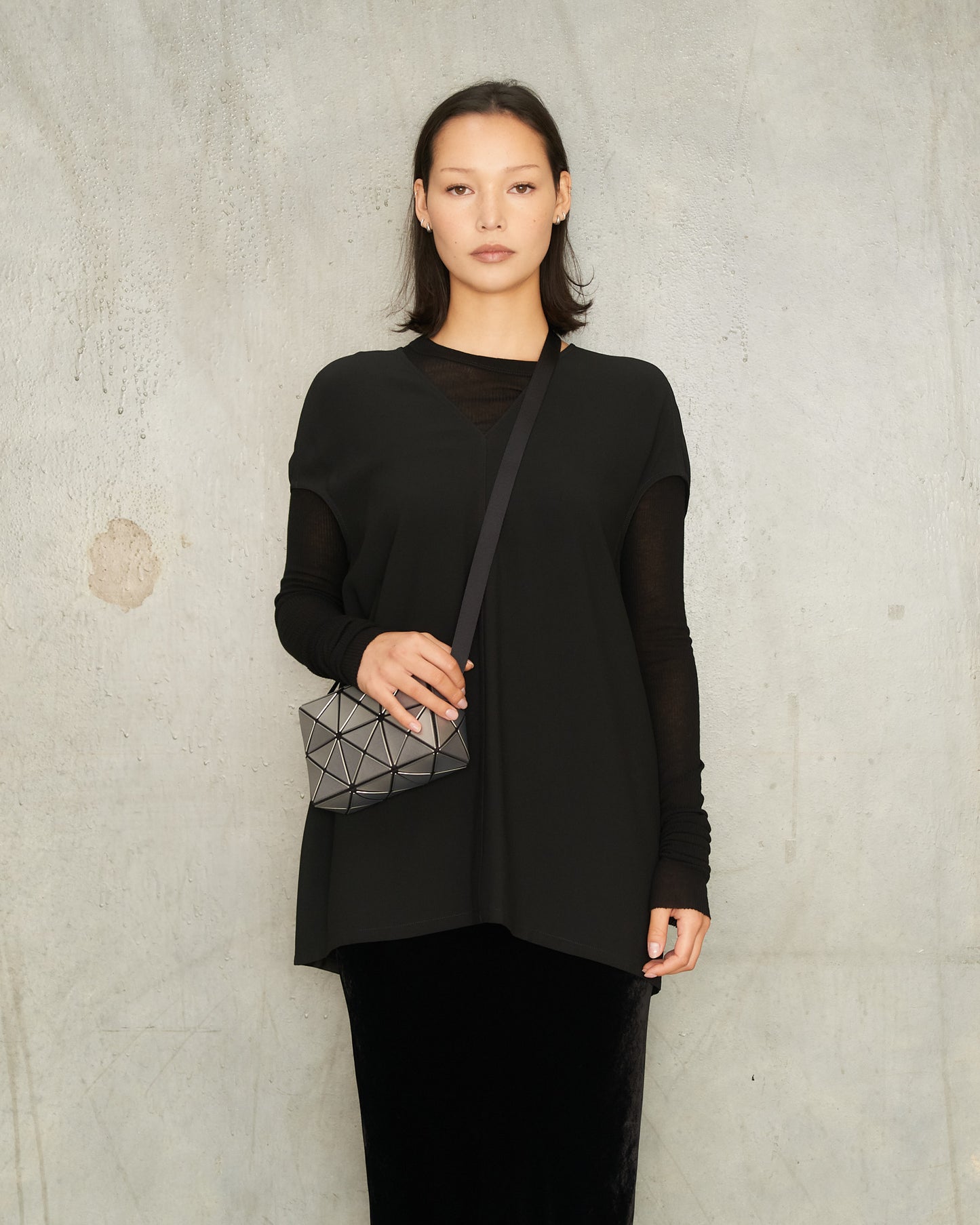 Silver Metallic Cuboid Shoulder Bag