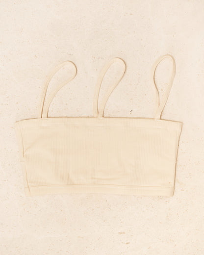 Off White Ribbed Nida Bra