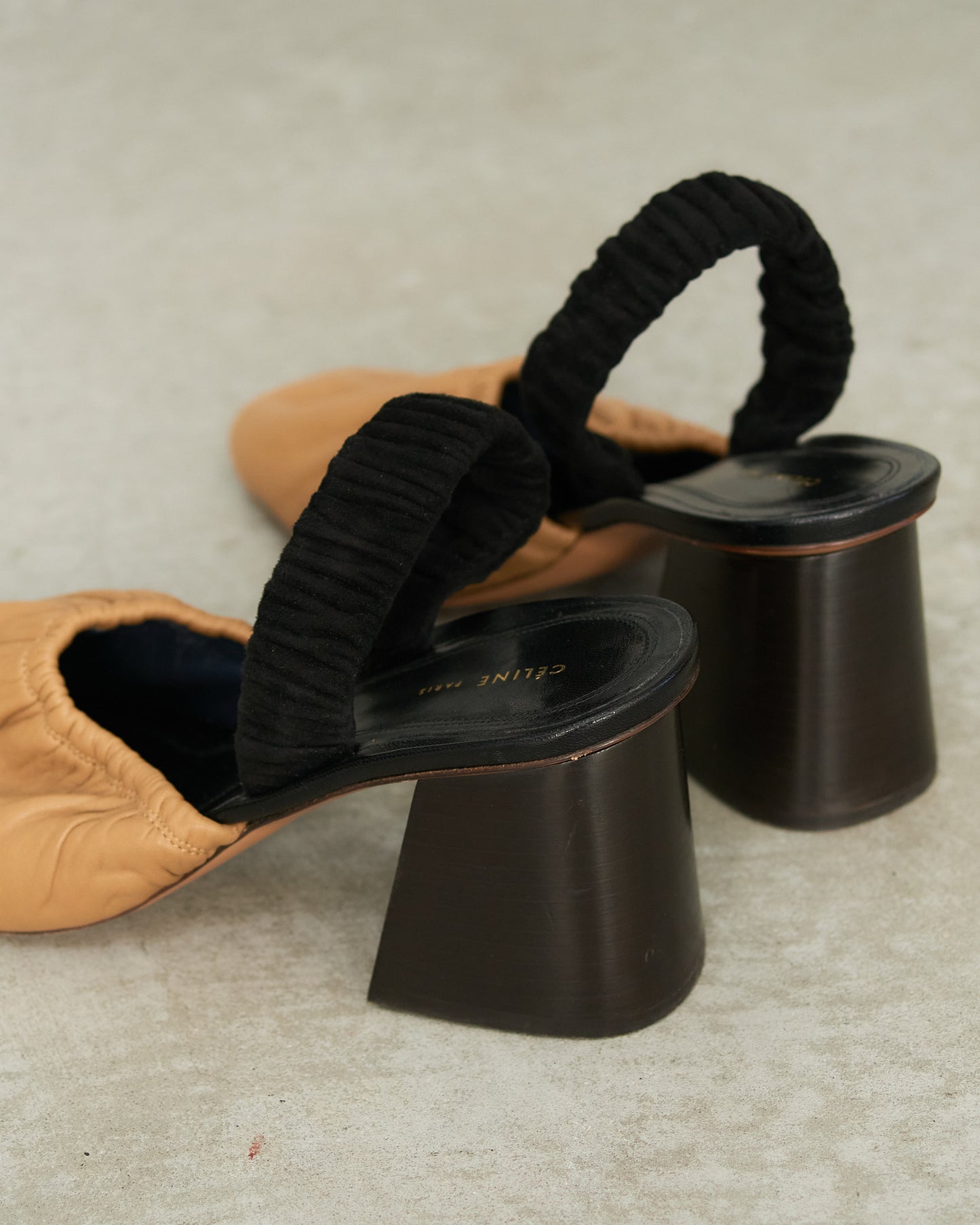 Celine Beige Leather Sling Back Heels