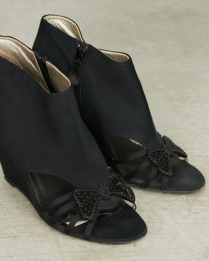 Chanel Black Bow Wedges     
