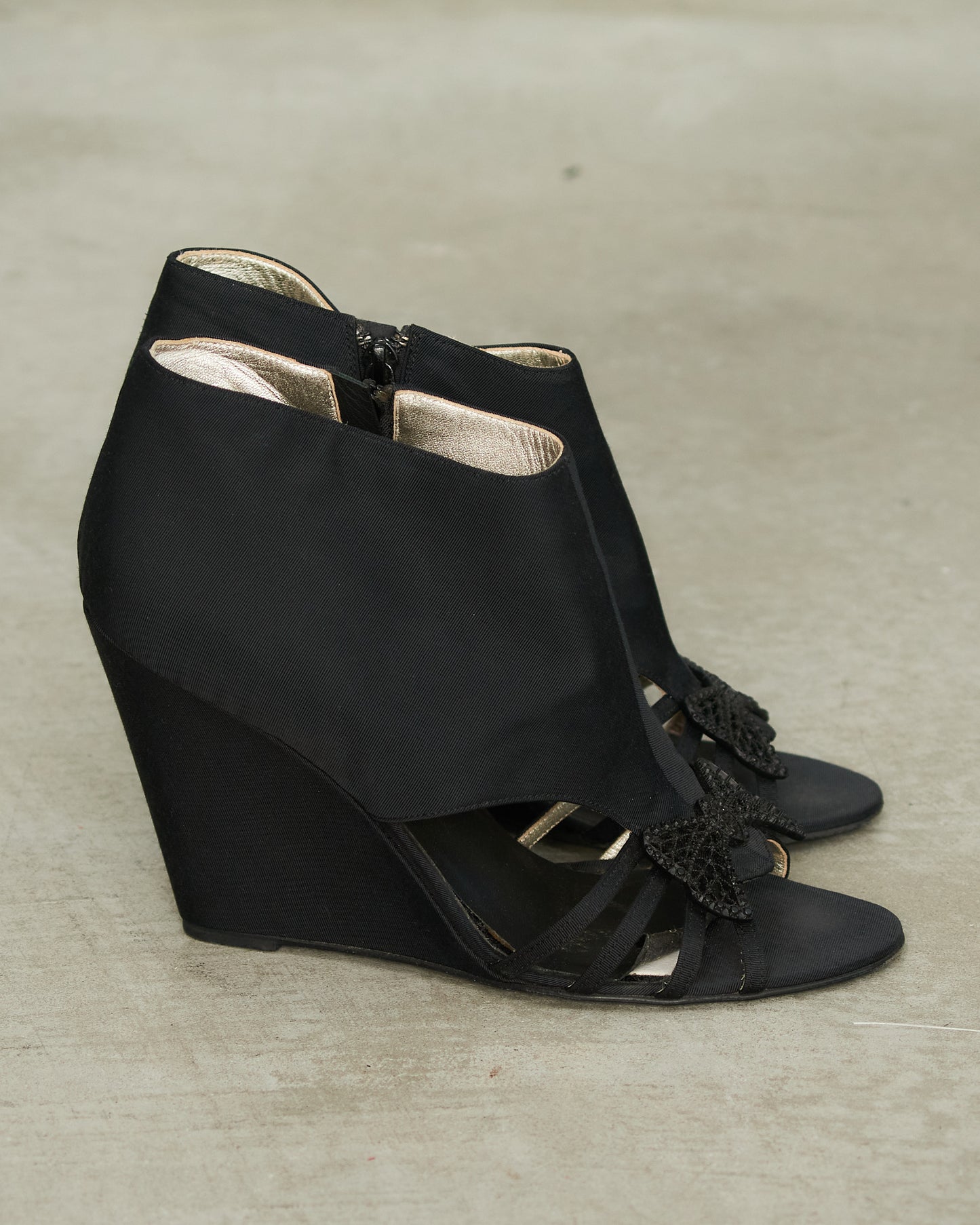 Chanel Black Bow Wedges     