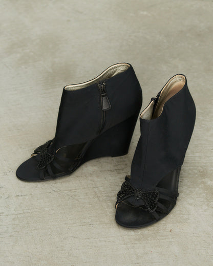Chanel Black Bow Wedges     
