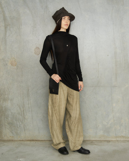 Black Asymmetric Gather Top