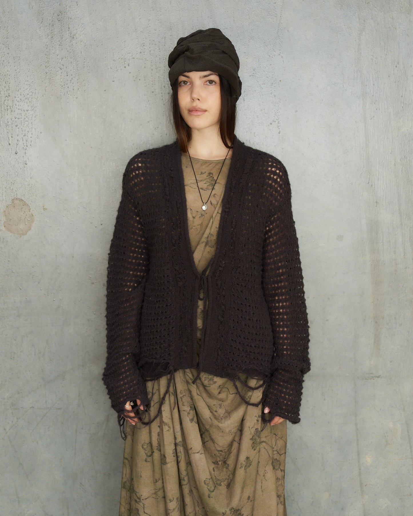 Dark Brown Knitted Cardigan