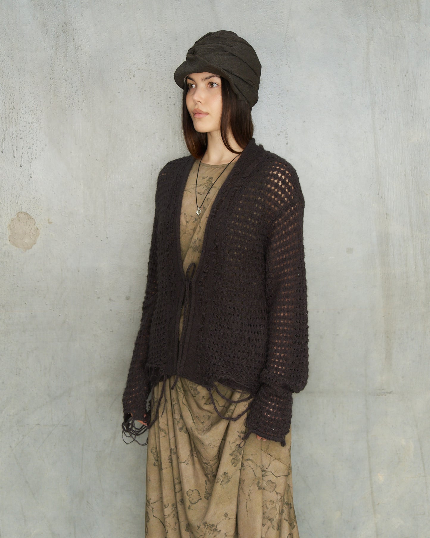 Dark Brown Knitted Cardigan