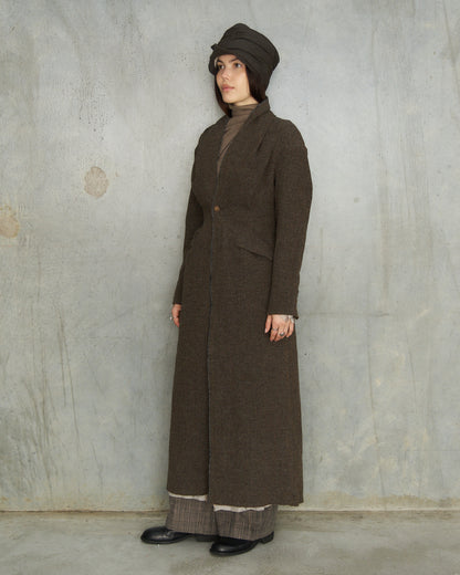 Grey Brown Gathered Coat