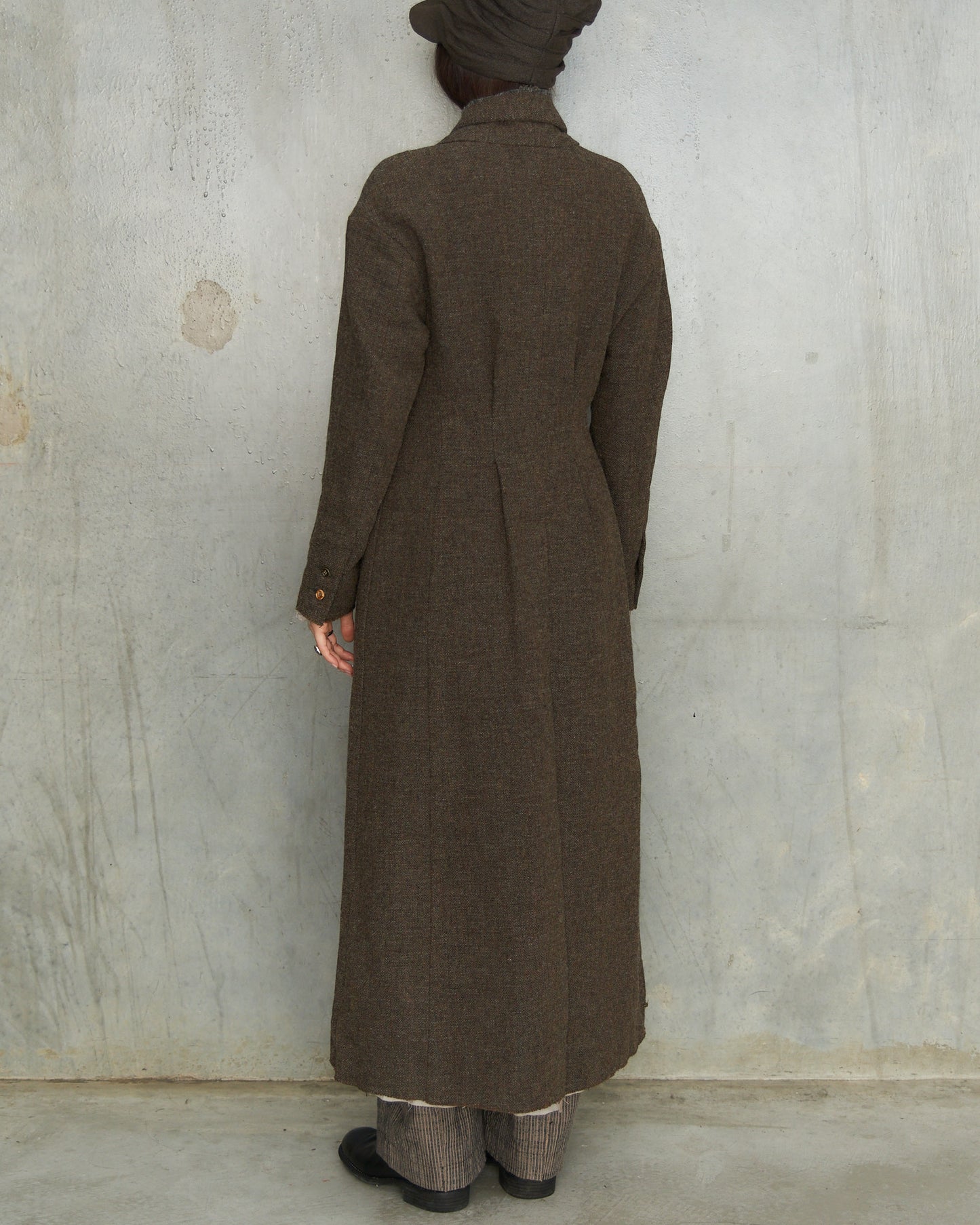 Grey Brown Gathered Coat