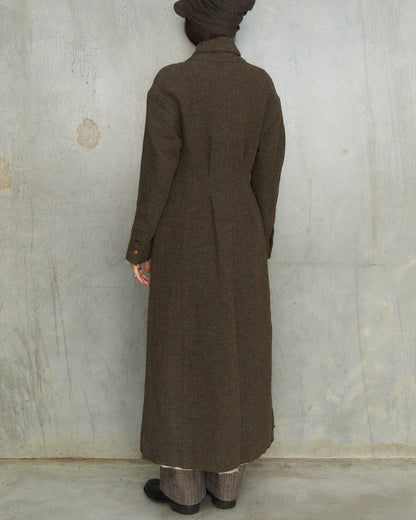 Grey Brown Gathered Coat