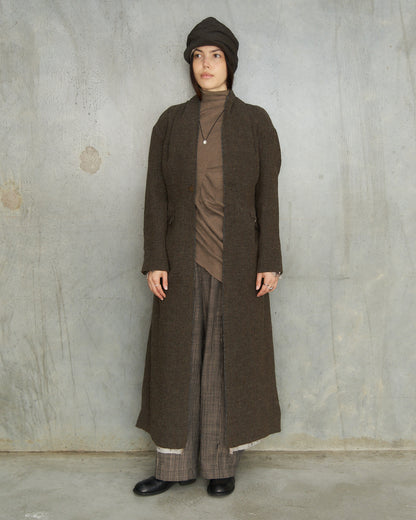 Grey Brown Gathered Coat