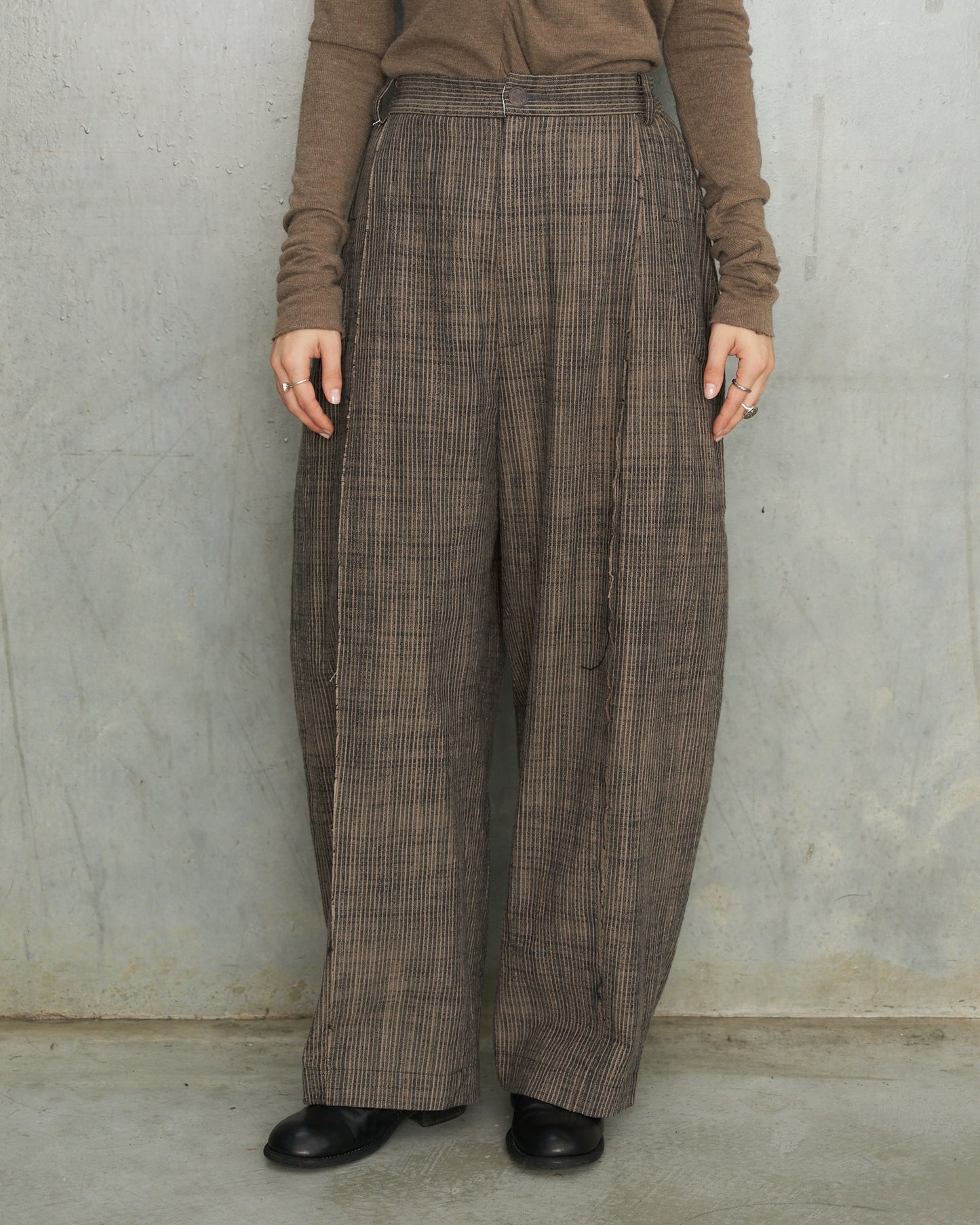 Grey Stripe Wide Trousers