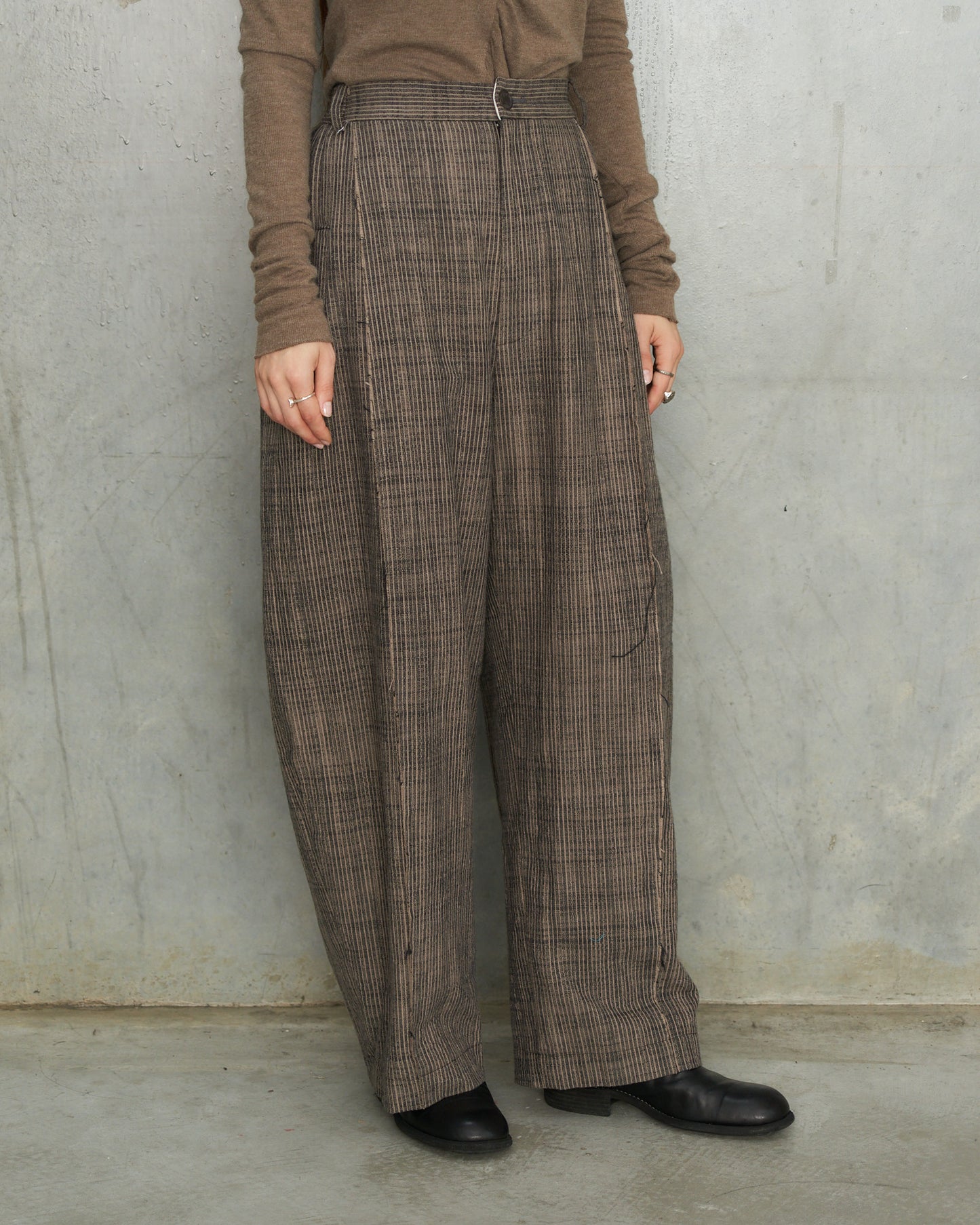 Grey Stripe Wide Trousers