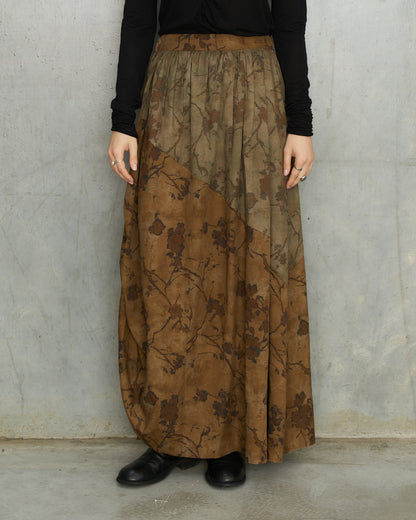 Olive Floral Drawstring Skirt