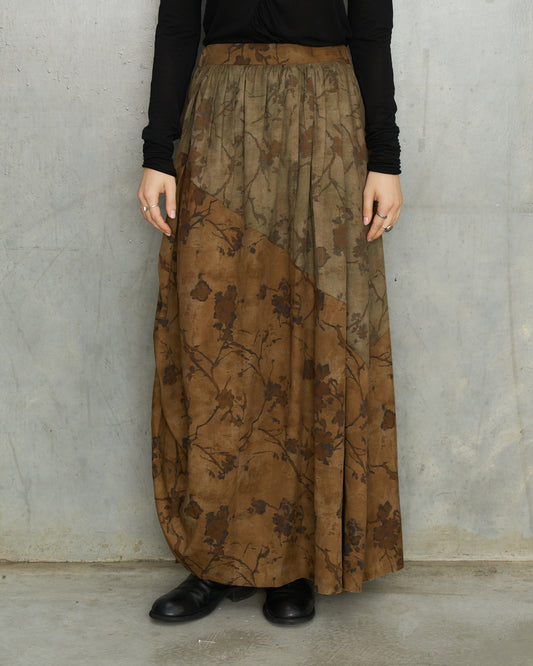 Olive Floral Drawstring Skirt
