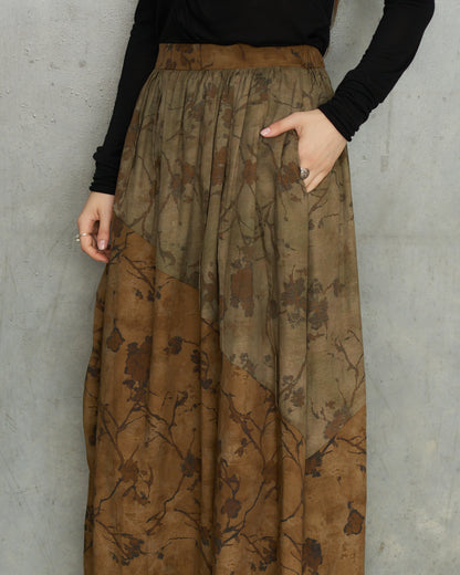 Olive Floral Drawstring Skirt
