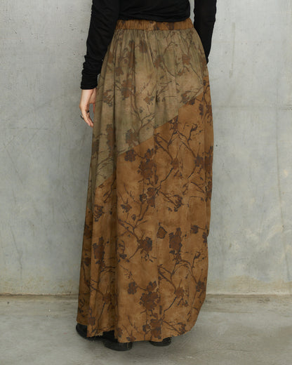 Olive Floral Drawstring Skirt