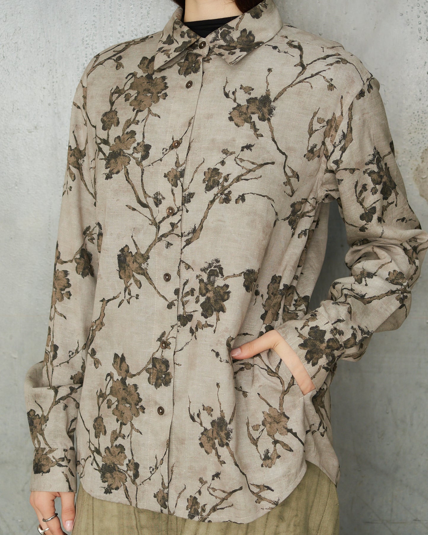 Pale Olive Floral Shirt