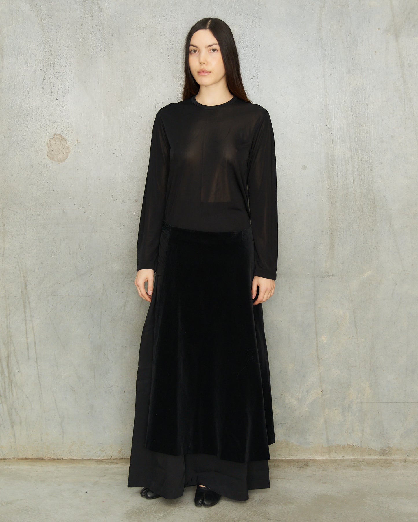 Comme Des Garcons FW2001 Black Velvet Half Skirt Belt
