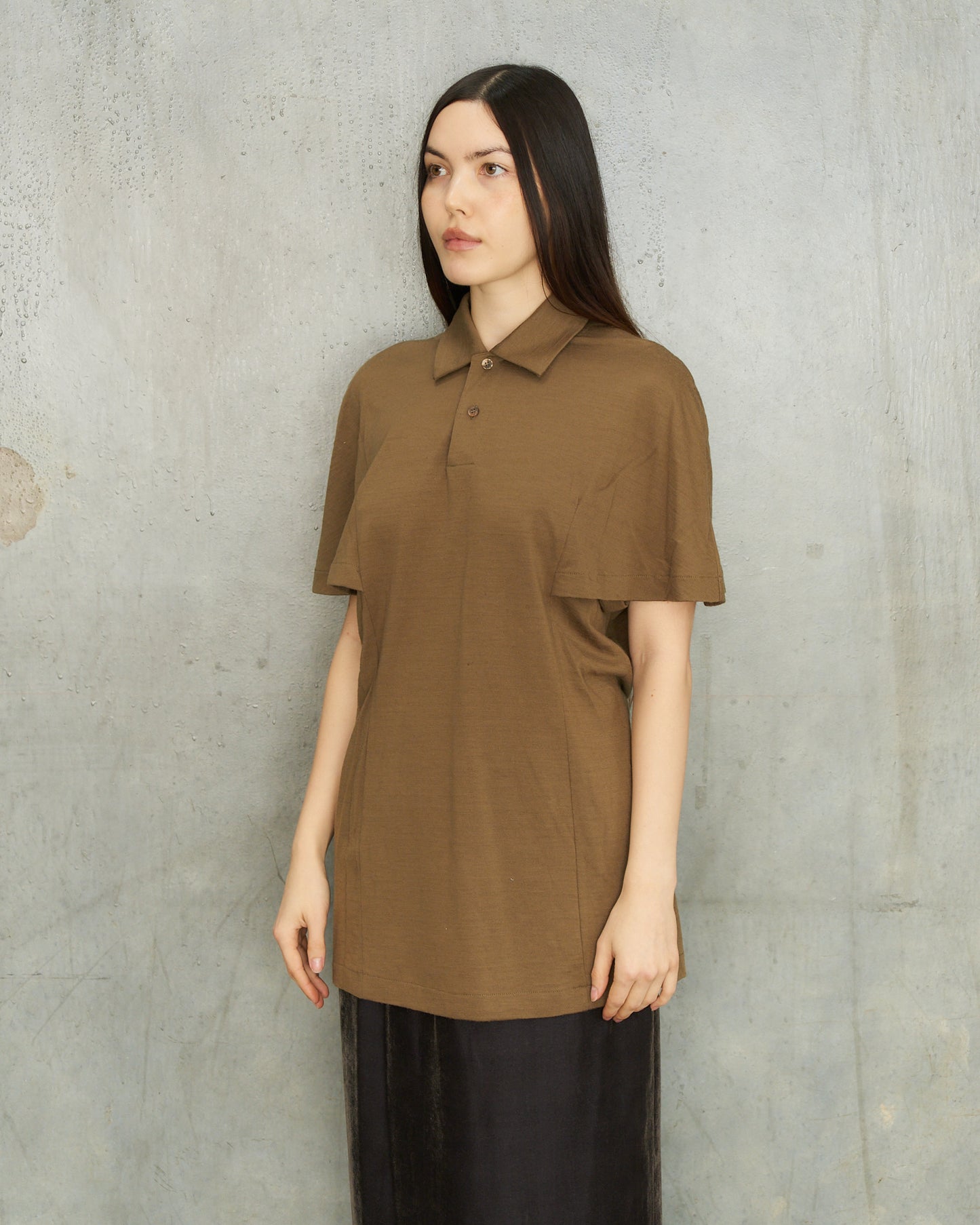 Comme Des Garcons Khaki Wool Polo Shirt