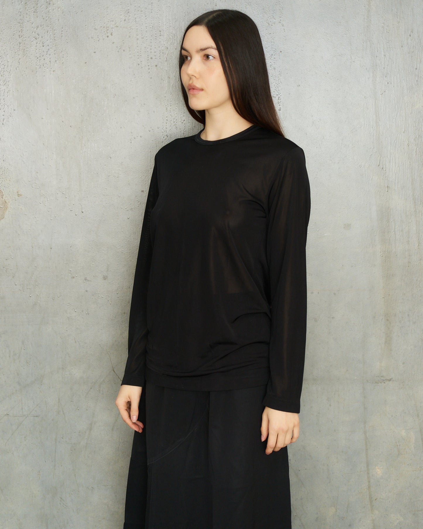 Comme Des Garcons FW1992 Black Semi Sheer Long Sleeve Top